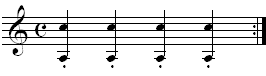 Staccato quarter notes on staff