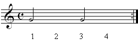 Half notes on staff