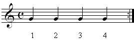 Quarter notes on staff