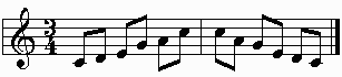 C major pentatonic scale on the staff.