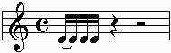4 sixteenth notes with the first 2 tied together to act like an eighth.