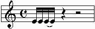 4 sixteenth notes with the last two tied together acting as an eighth note.