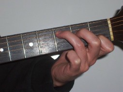 Picture of hand holding C chord shape