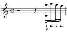 pickup with fingering on staff