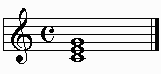 C major triad in root on the staff