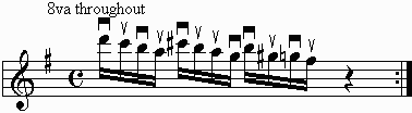 16th note descending scale on the staff.  Part of Kirk Hammet of Metallica's solo in Leper Mesiah.