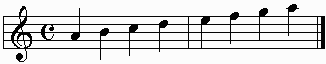 A minor pentatonic scale on staff.
